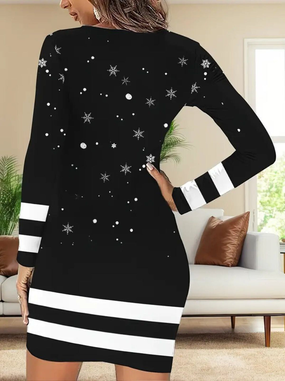 1960s Santa Snowman Knit Dress - vintage dress, retro fashion