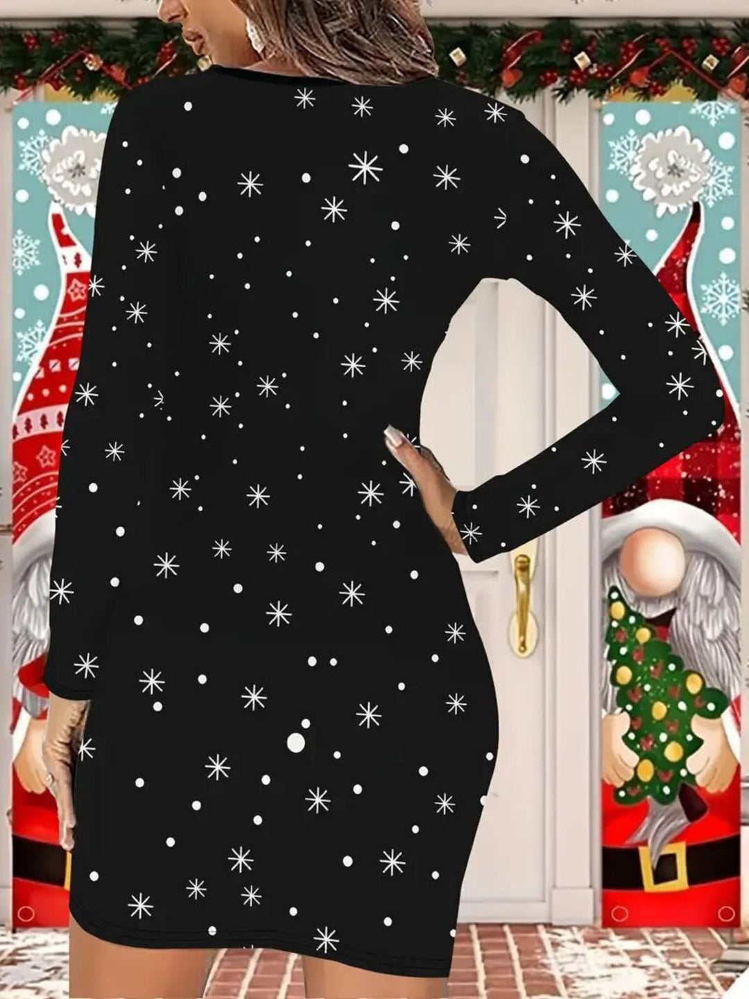 1960s Santa Snowman Knit Dress - vintage dress, retro fashion