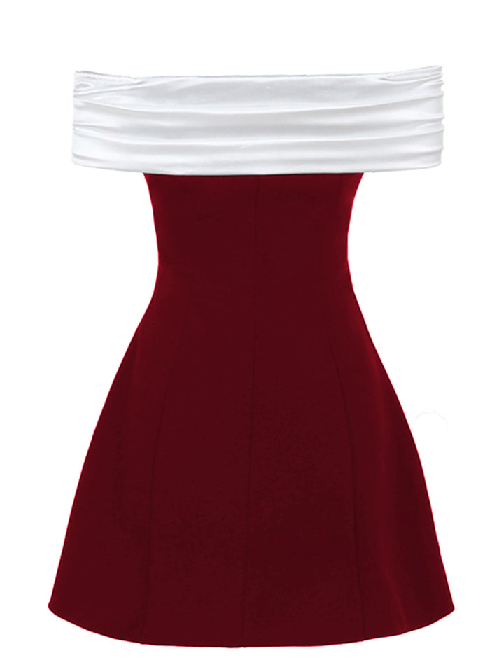 Satin Patchwork Off-shoulder Babydoll Dress: where romance meets her modern spirit