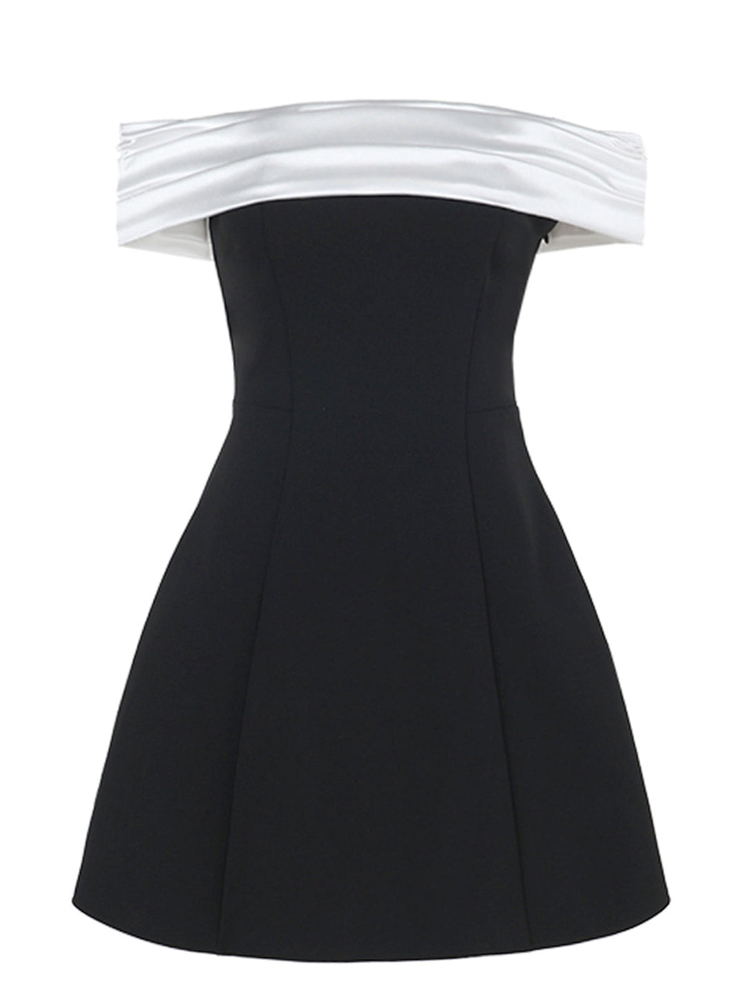 1960s Satin Patchwork Off-shoulder Babydoll Dress — the kind of 1960s dress that makes strangers smile