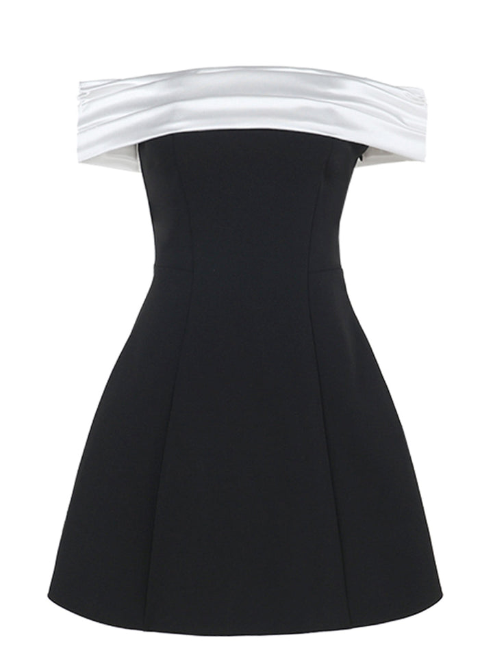 1960s Satin Patchwork Off-shoulder Babydoll Dress — the kind of 1960s dress that makes strangers smile