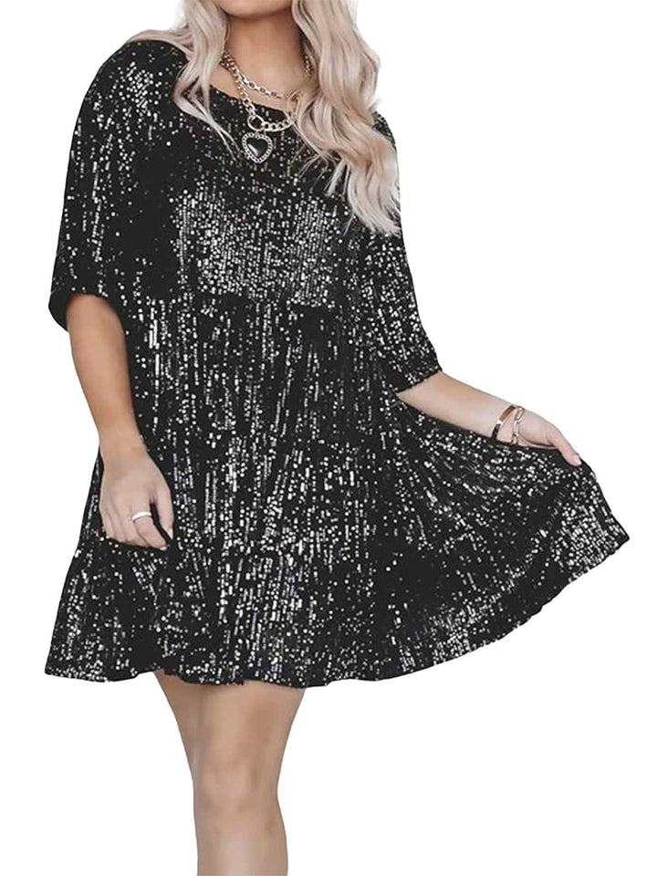 Sequin Tiered Babydoll Dress - vintage dress, retro fashion, elegant red