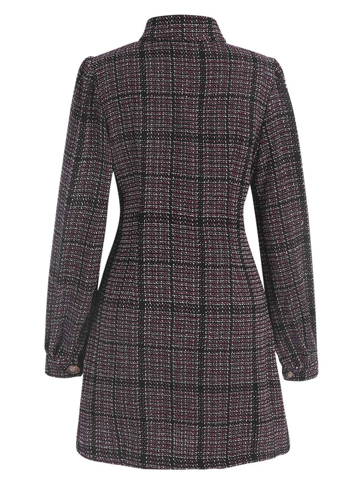 This 1960s Shirt Collar Lantern Sleeve Plaids Dress wraps her in 1960s elegance, one twirl at a time