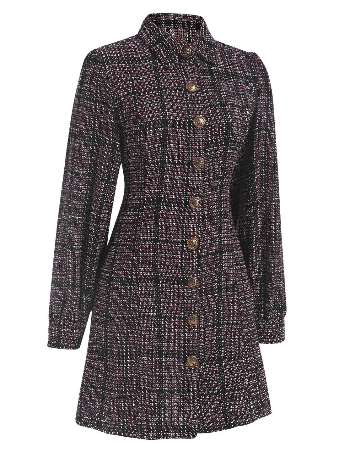 1960s Shirt Collar Lantern Sleeve Plaids Dress — the kind of 1960s dress that makes strangers smile