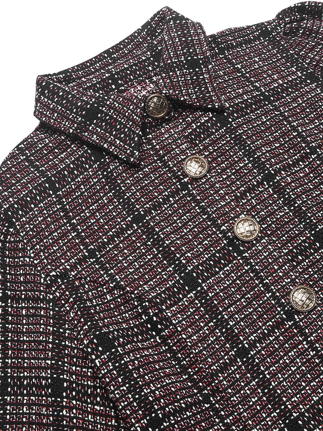 She slips into this 1960s Shirt Collar Lantern Sleeve Plaids Dress and suddenly it&