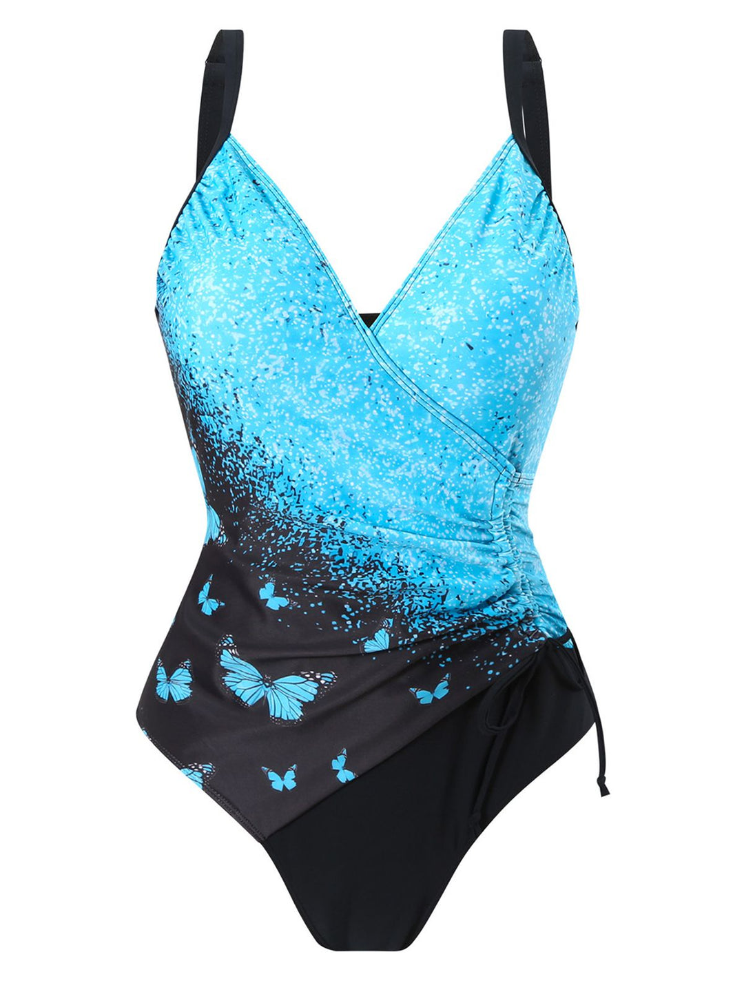 1960s Side-Laced V-Neck One-Piece Swimsuit — 1960s poolside glamour meets sun-drenched confidence