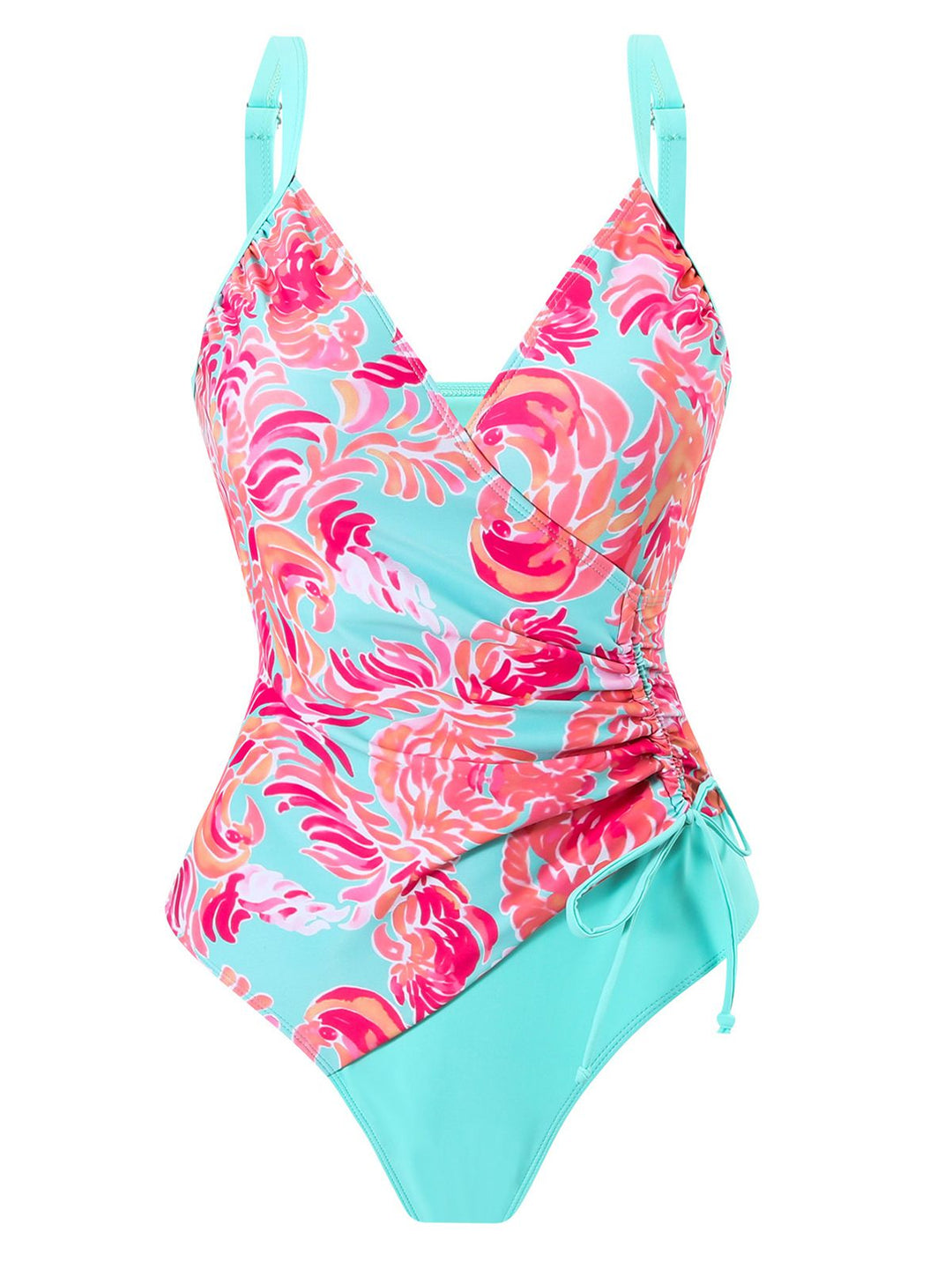 1960s Side-Laced V-Neck One-Piece Swimsuit: 1960s Riviera elegance, reimagined for her