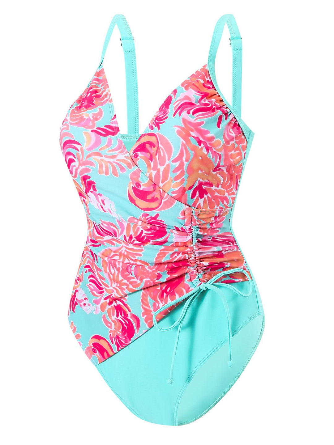 This 1960s Side-Laced V-Neck One-Piece Swimsuit carries 1960s vacation dreams in every stitch
