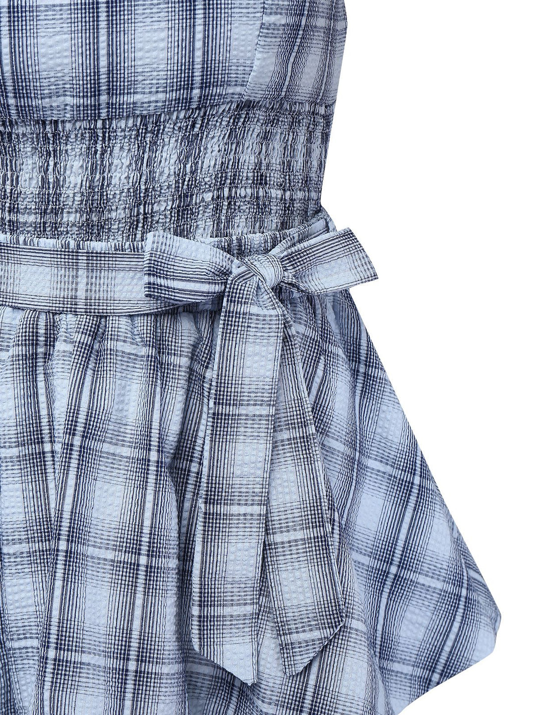 2pcs Blue 1960s One-Shoulder Plaid Top &amp; Ruched Waist Skirt - vintage skirt, retro style
