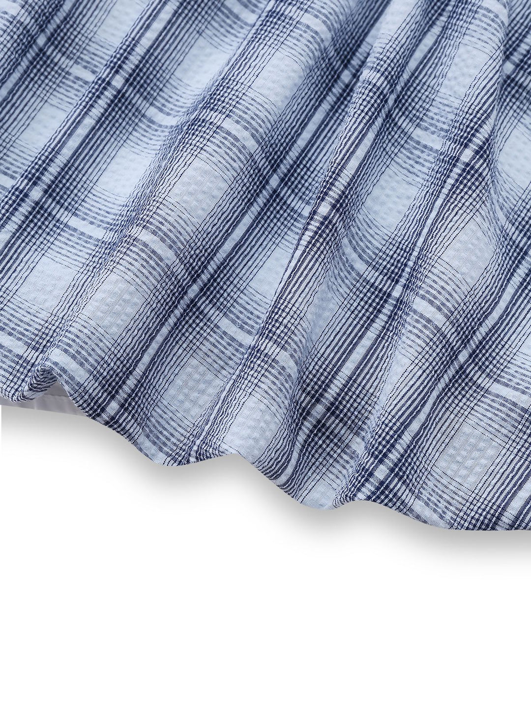 2pcs Blue 1960s One-Shoulder Plaid Top &amp; Ruched Waist Skirt - vintage skirt, retro style