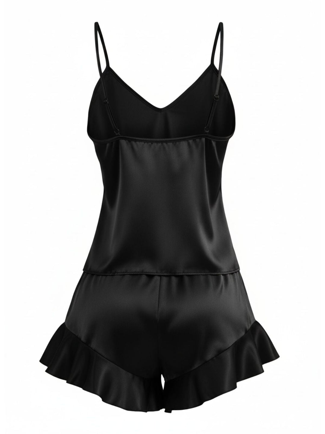 Slip Ruffle Satin Pajama Set - vintage fashion, retro style