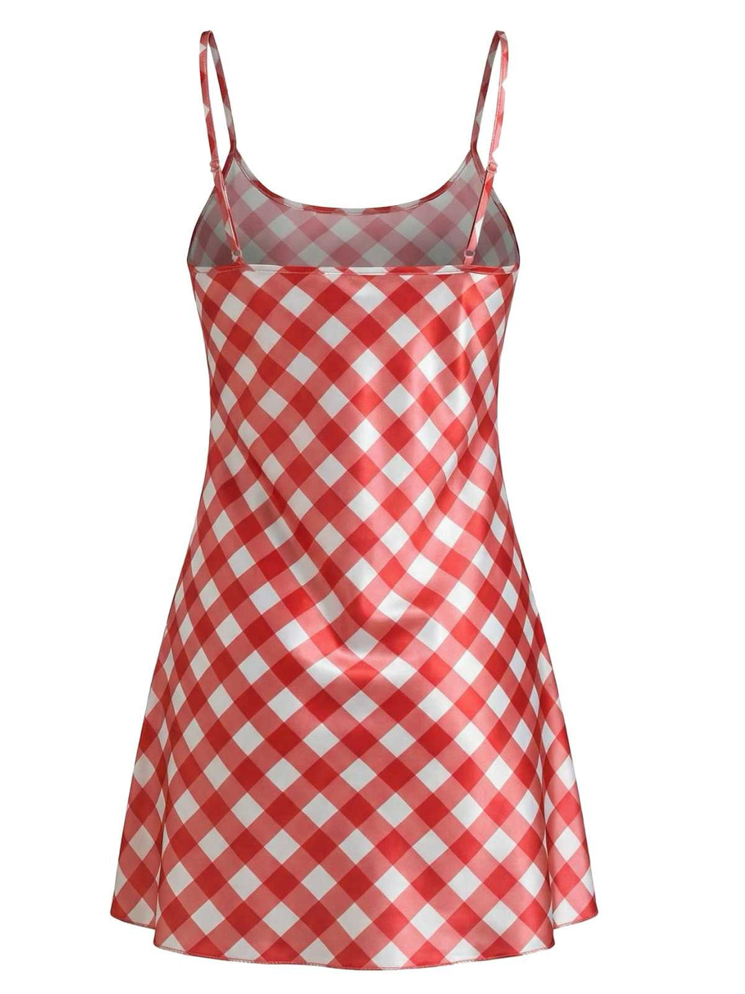 Slip Satin Gingham Side Slit Nightgown - vintage nightgown, retro sleepwear