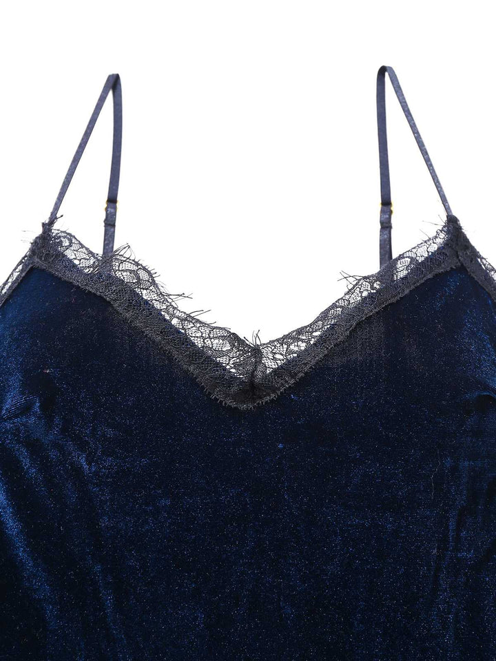 Slip Velvet Lace Nightgown - vintage nightgown, retro sleepwear