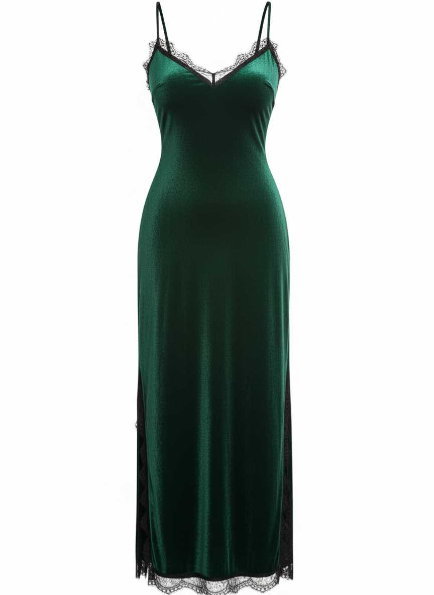 Slip Velvet Lace Nightgown - vintage nightgown, retro sleepwear
