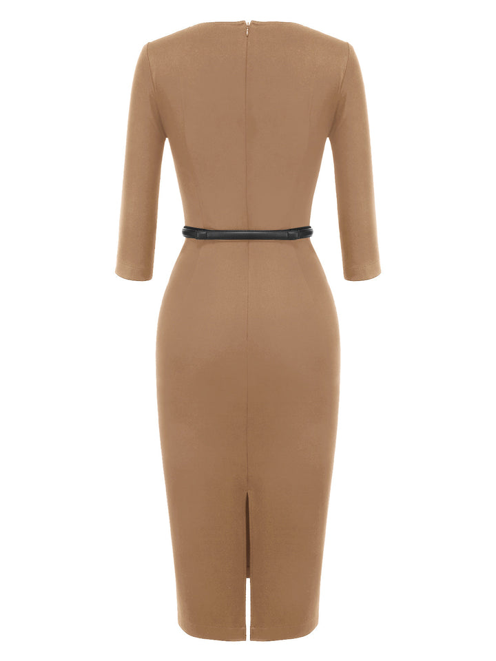Black 1960s Solid Boat Neck Wrap Dress: timeless style reimagined