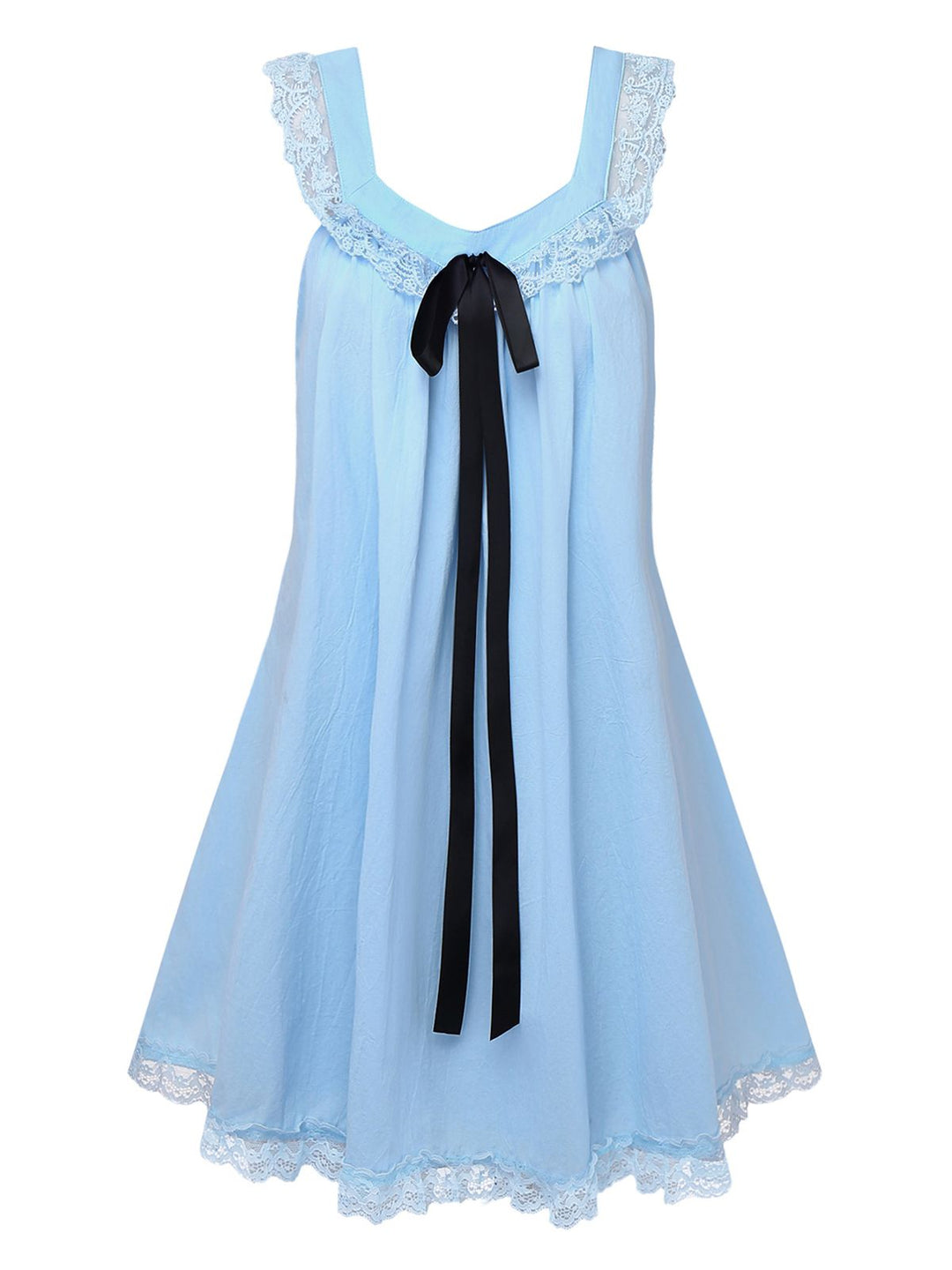 Solid Bow Backless Lace Babydoll Dress - vintage dress, retro fashion