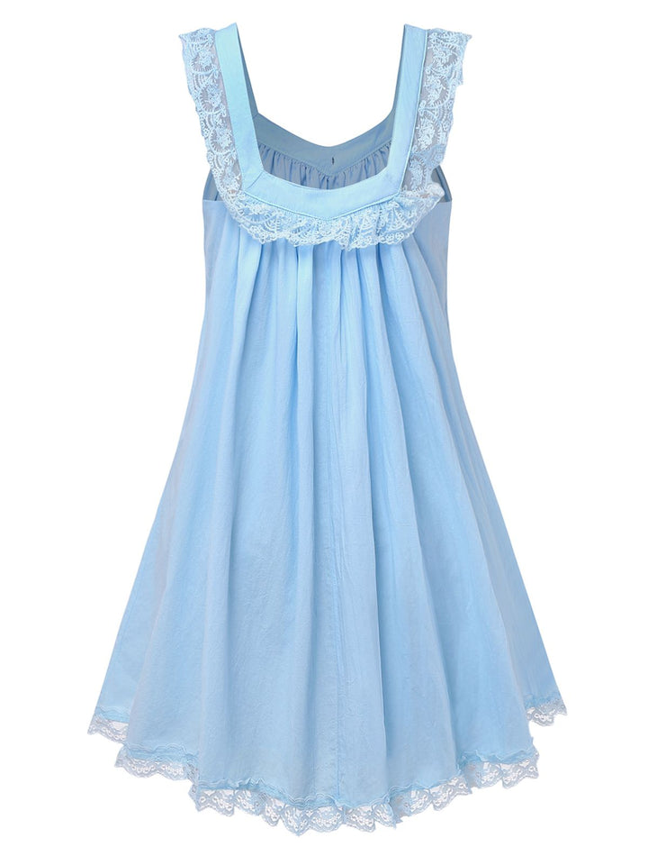 Solid Bow Backless Lace Babydoll Dress - vintage dress, retro fashion