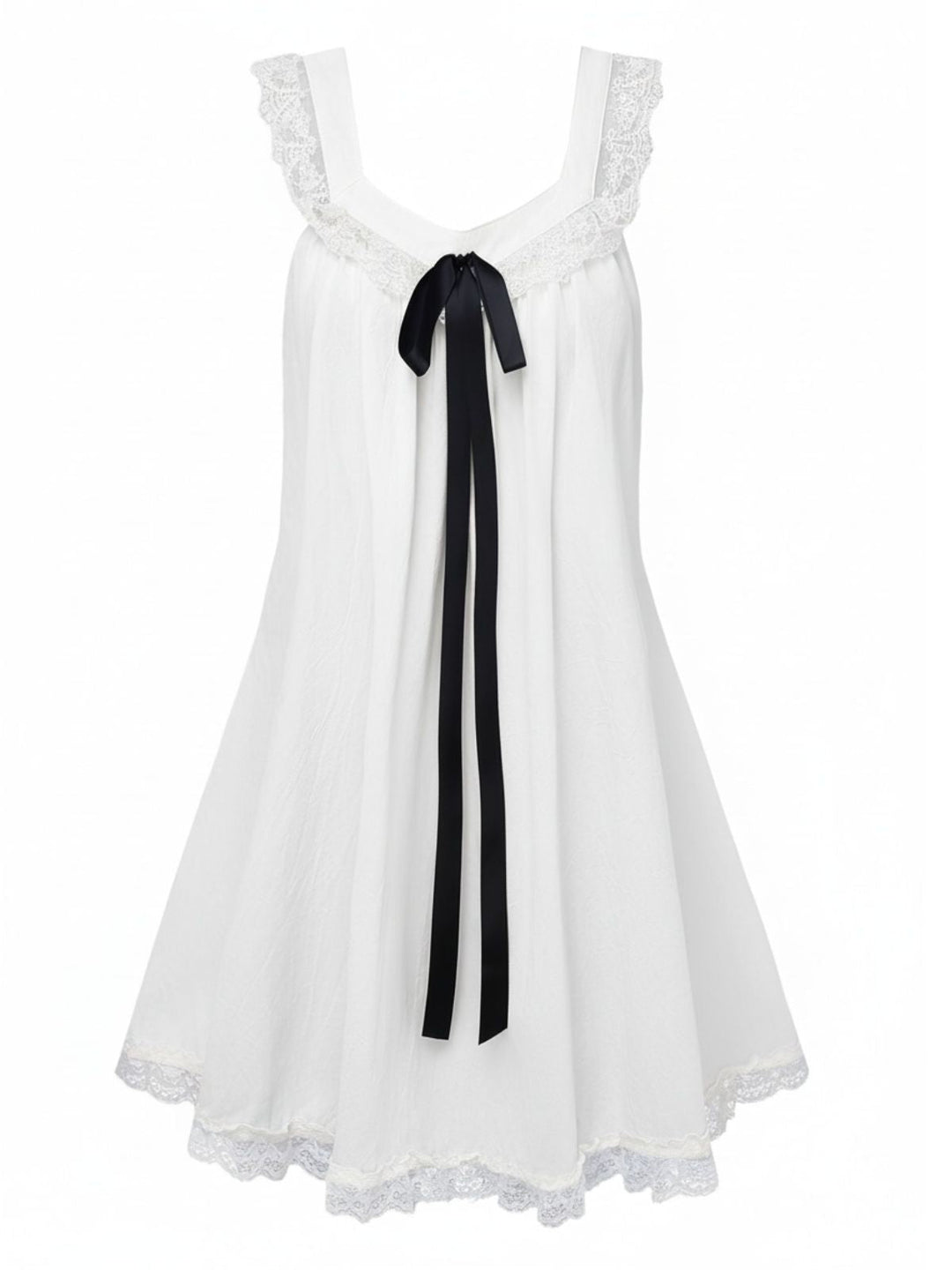 1960s Solid Bow Backless Lace Babydoll Dress - vintage dress, retro fashion