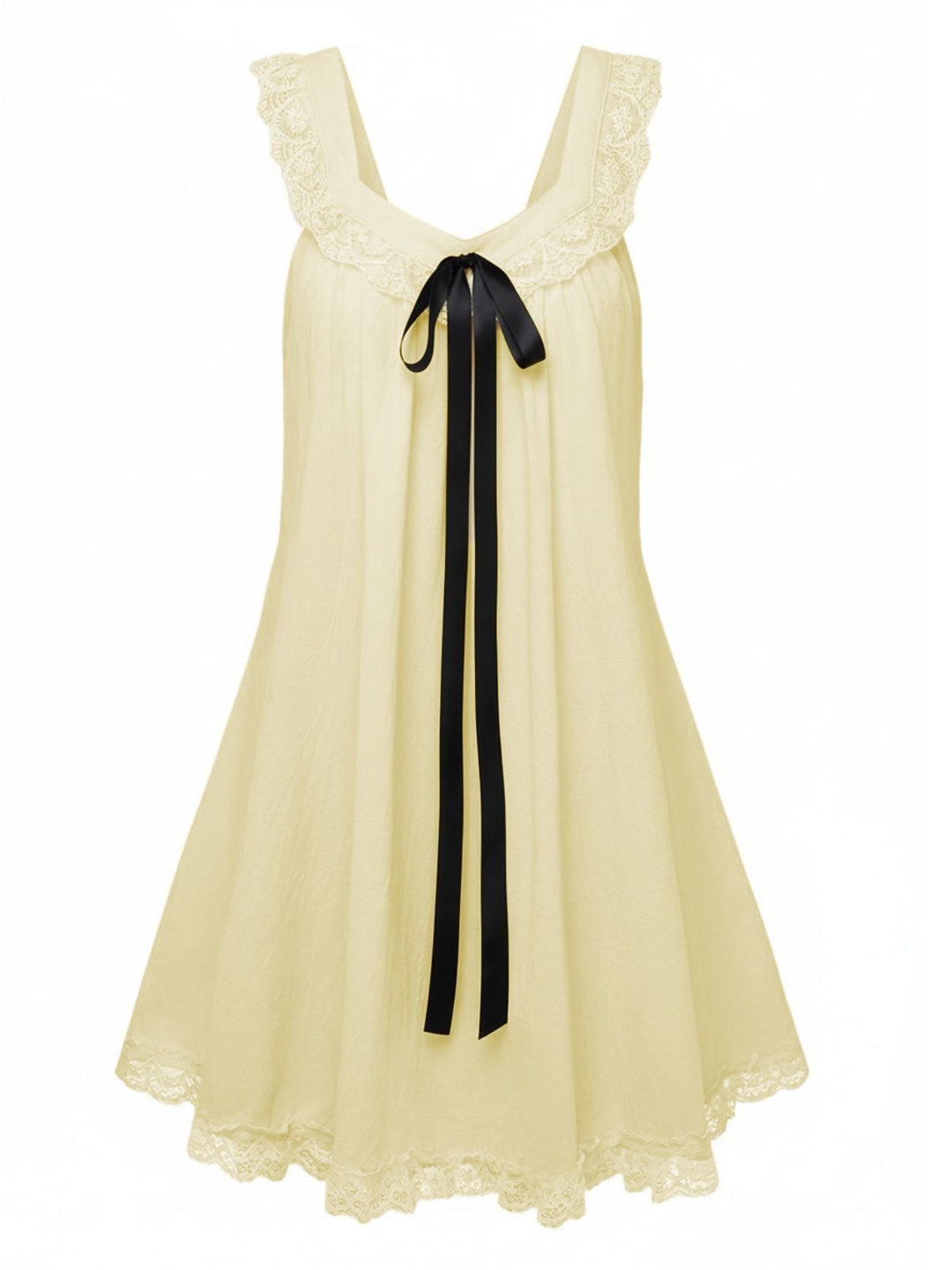 Solid Bow Backless Lace Babydoll Dress - vintage dress, retro fashion