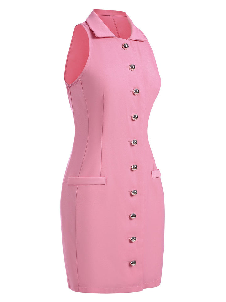 1960s Solid Button Pocket Lapel Pencil Dress, vintage dress, retro fashion - perfect for women who love vintage and retro fashion