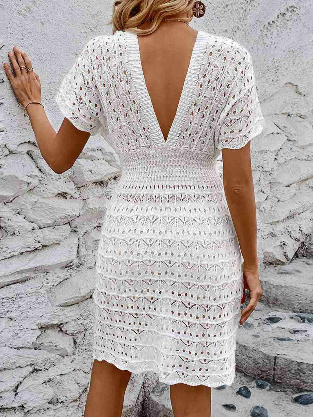 1960s Solid Deep V-Neck Crochet Cover-Up: timeless 1960s elegance she makes her own