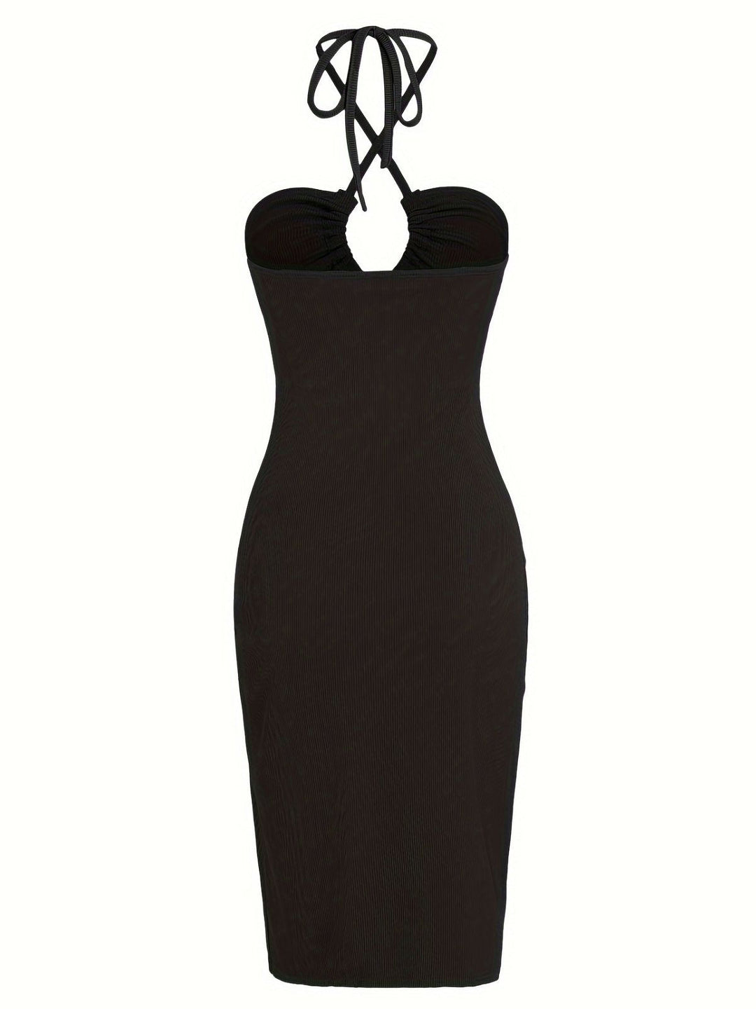 1960s Solid Drawstring Cut-Out Bodycon Dress - vintage dress, retro fashion