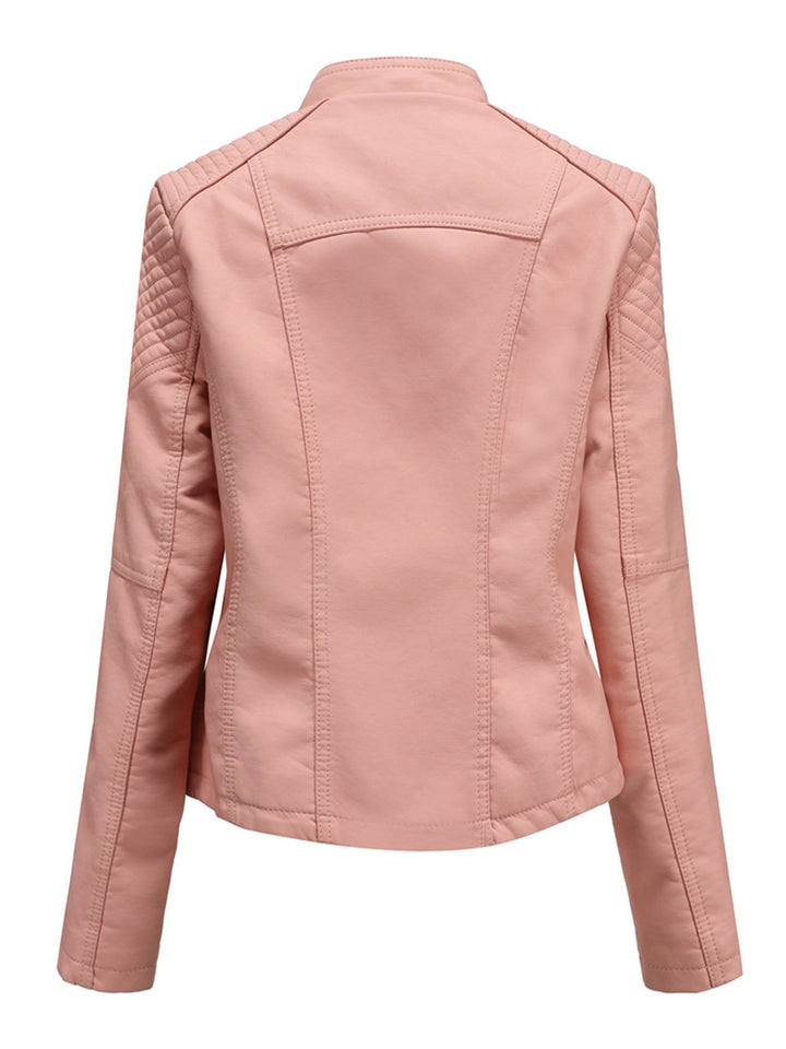 1960s Solid Faux Leather Motorcycle Jacket — 1960s sophistication that wraps her in quiet power
