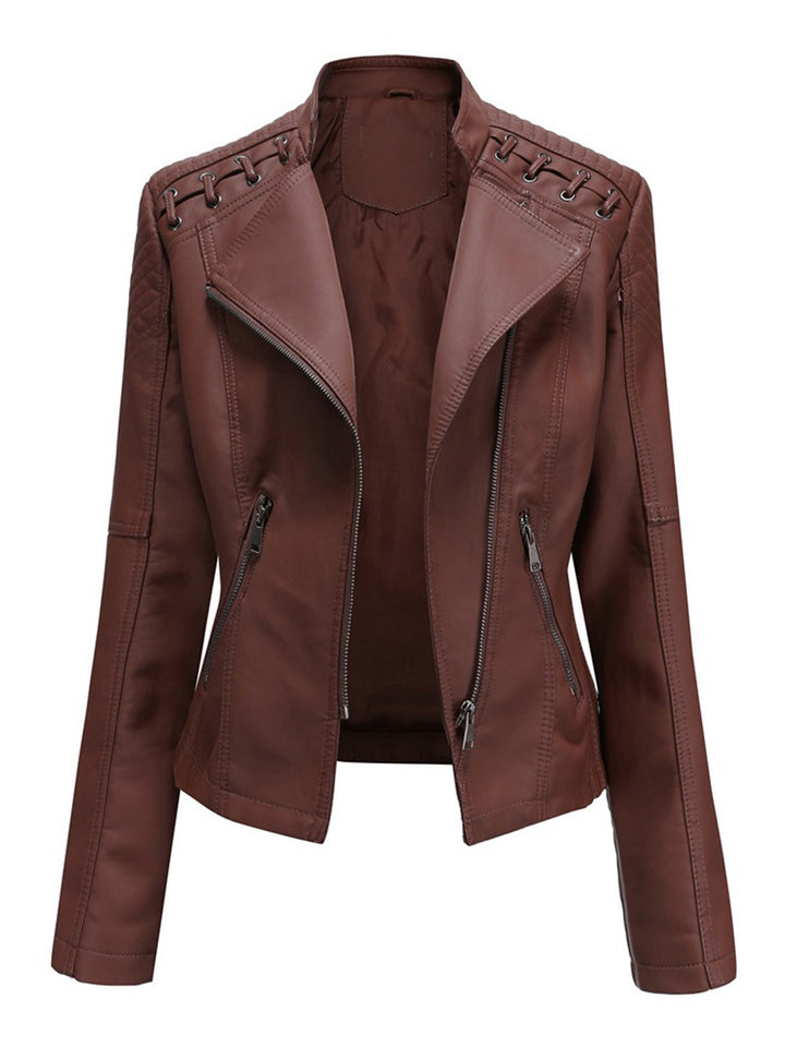 1960s Solid Faux Leather Motorcycle Jacket: 1960s tailoring for the woman who leads