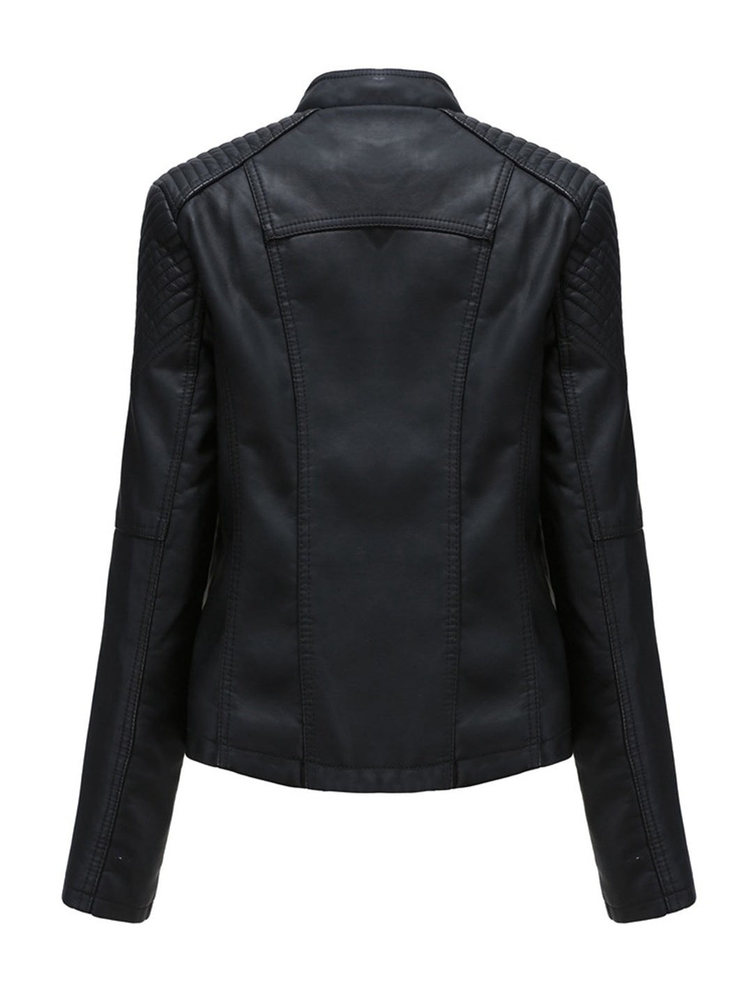 1960s Solid Faux Leather Motorcycle Jacket — 1960s sophistication that wraps her in quiet power
