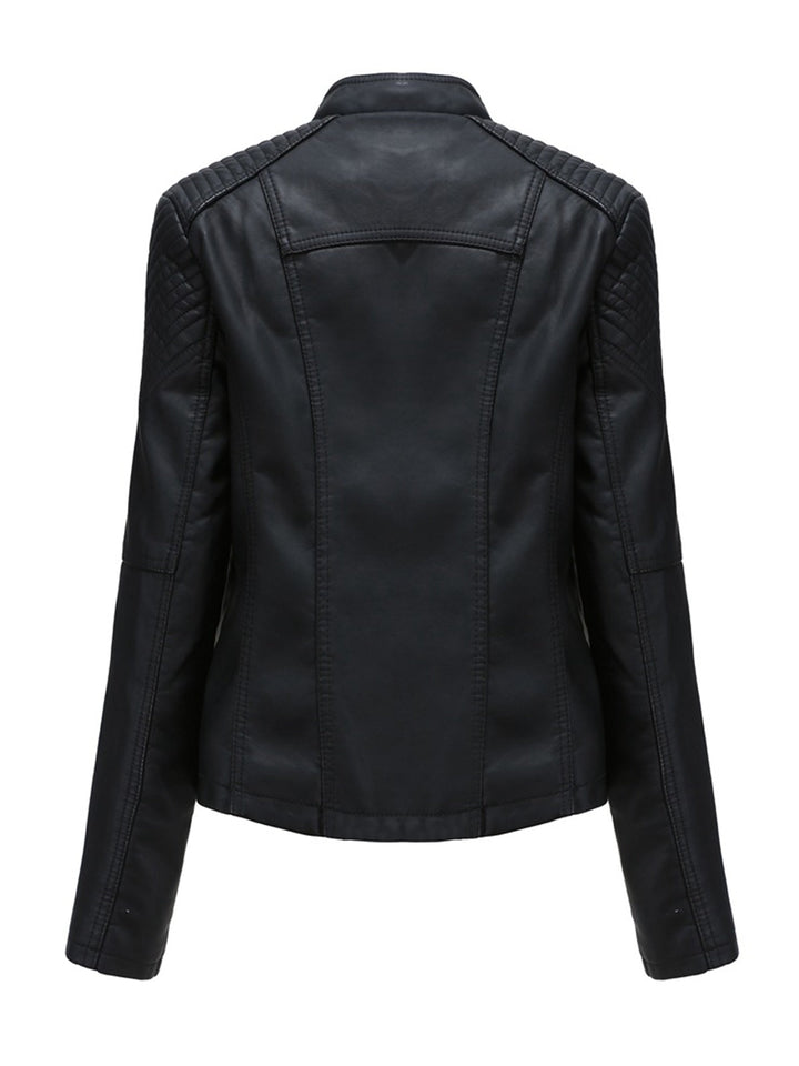 1960s Solid Faux Leather Motorcycle Jacket — 1960s sophistication that wraps her in quiet power