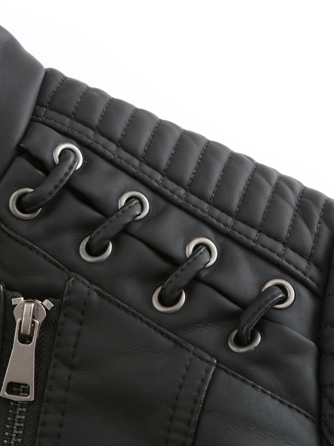 This 1960s Solid Faux Leather Motorcycle Jacket is her armor of 1960s elegance