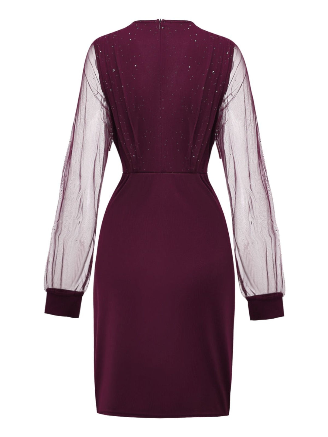 1960s Solid Glitter V-Neck Mesh Bodycon Dress - vintage dress, retro fashion