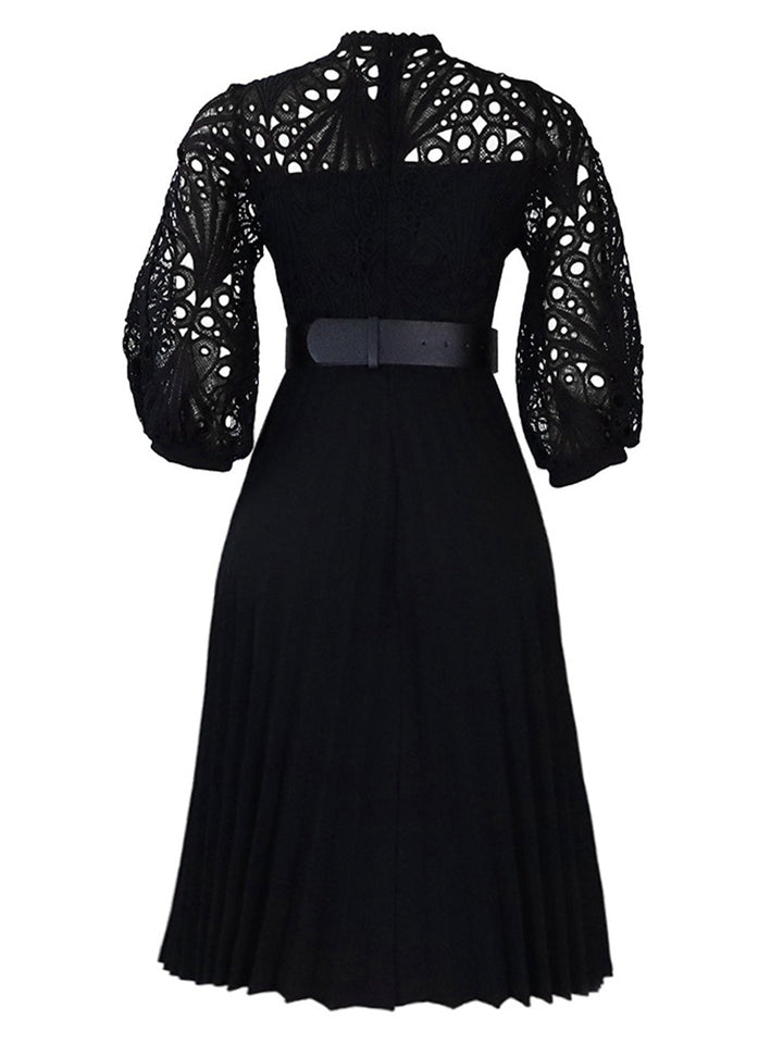 This 1960s Solid Lace Crochet Pleated Belted Dress wraps her in 1960s elegance, one twirl at a time