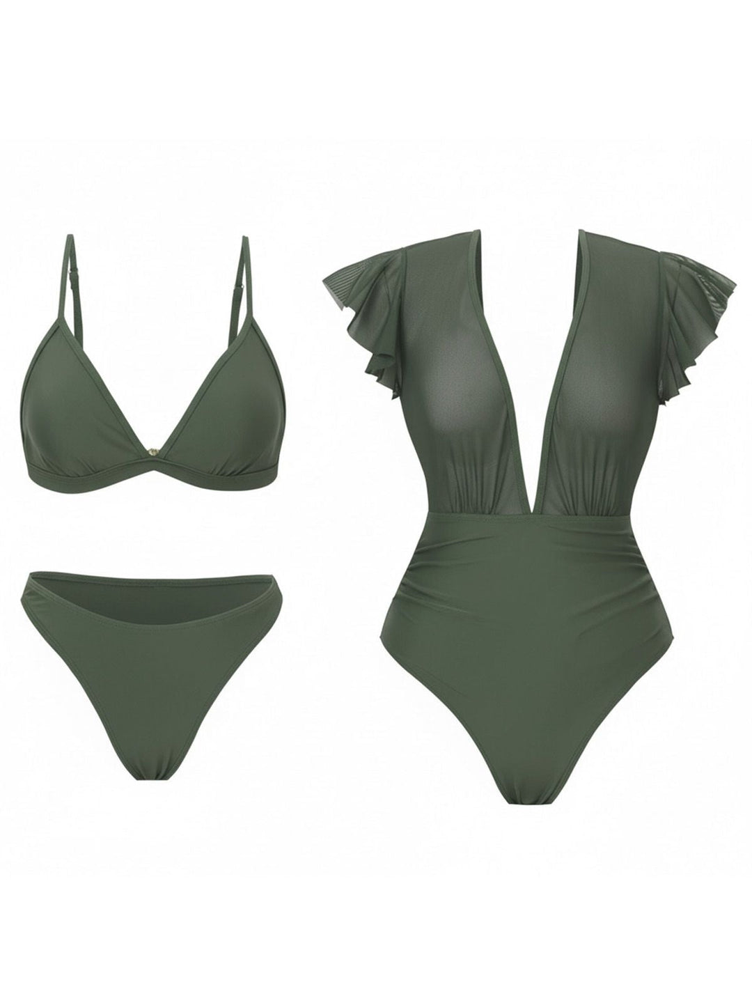 1960s Solid Mesh Plunge Bikini Set &amp; Cover-Up - vintage fashion, retro style