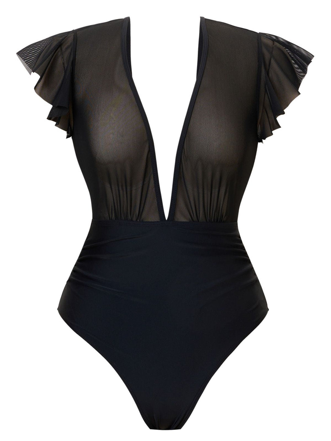 1960s Solid Mesh Plunge Bikini Set &amp; Cover-Up - vintage fashion, retro style