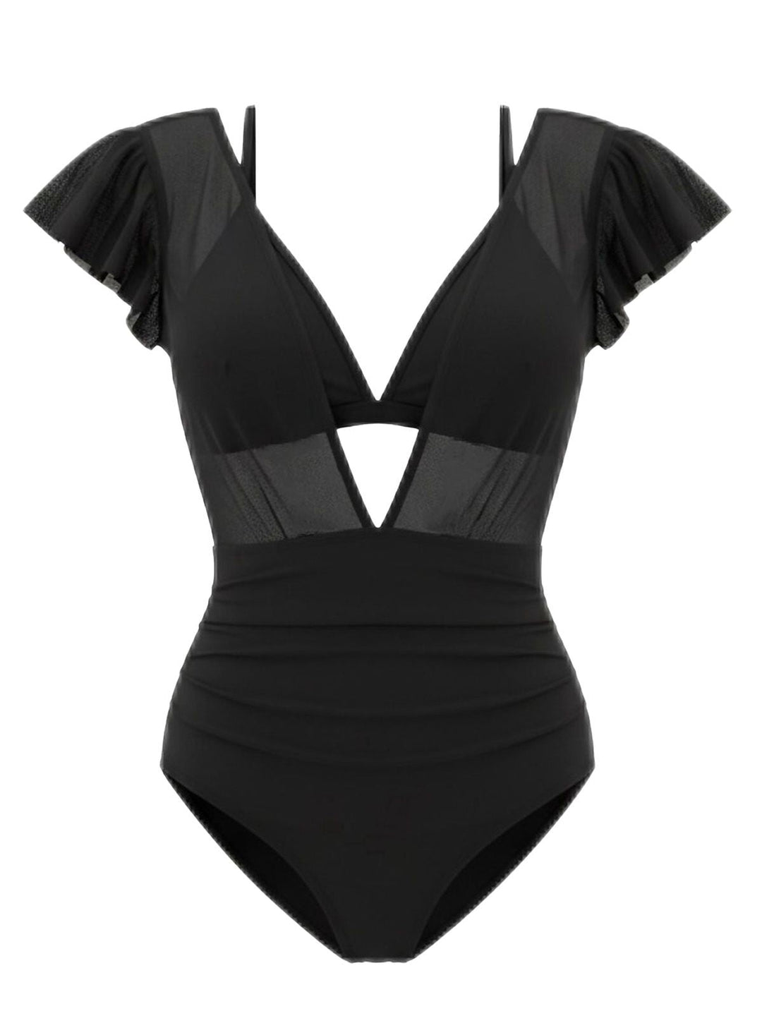 1960s Solid Mesh Plunge Bikini Set &amp; Cover-Up - vintage fashion, retro style
