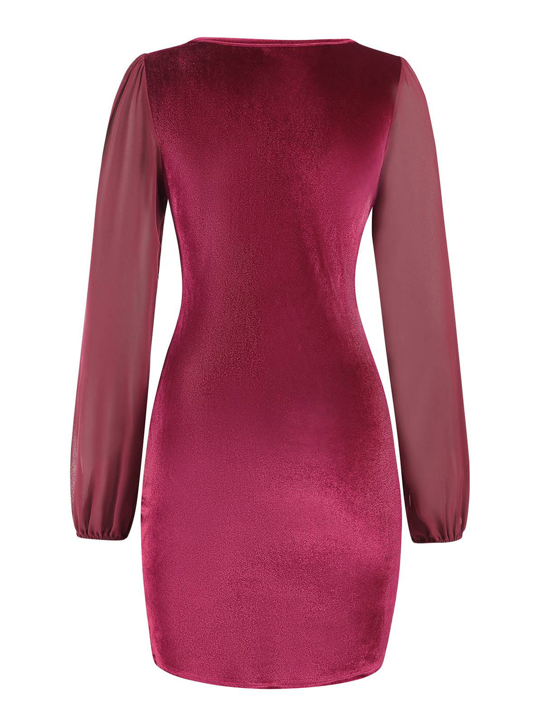 1960s Solid Sheer Sleeves V-Neck Velvet Dress, vintage dress, retro fashion - perfect for women who love vintage and retro fashion