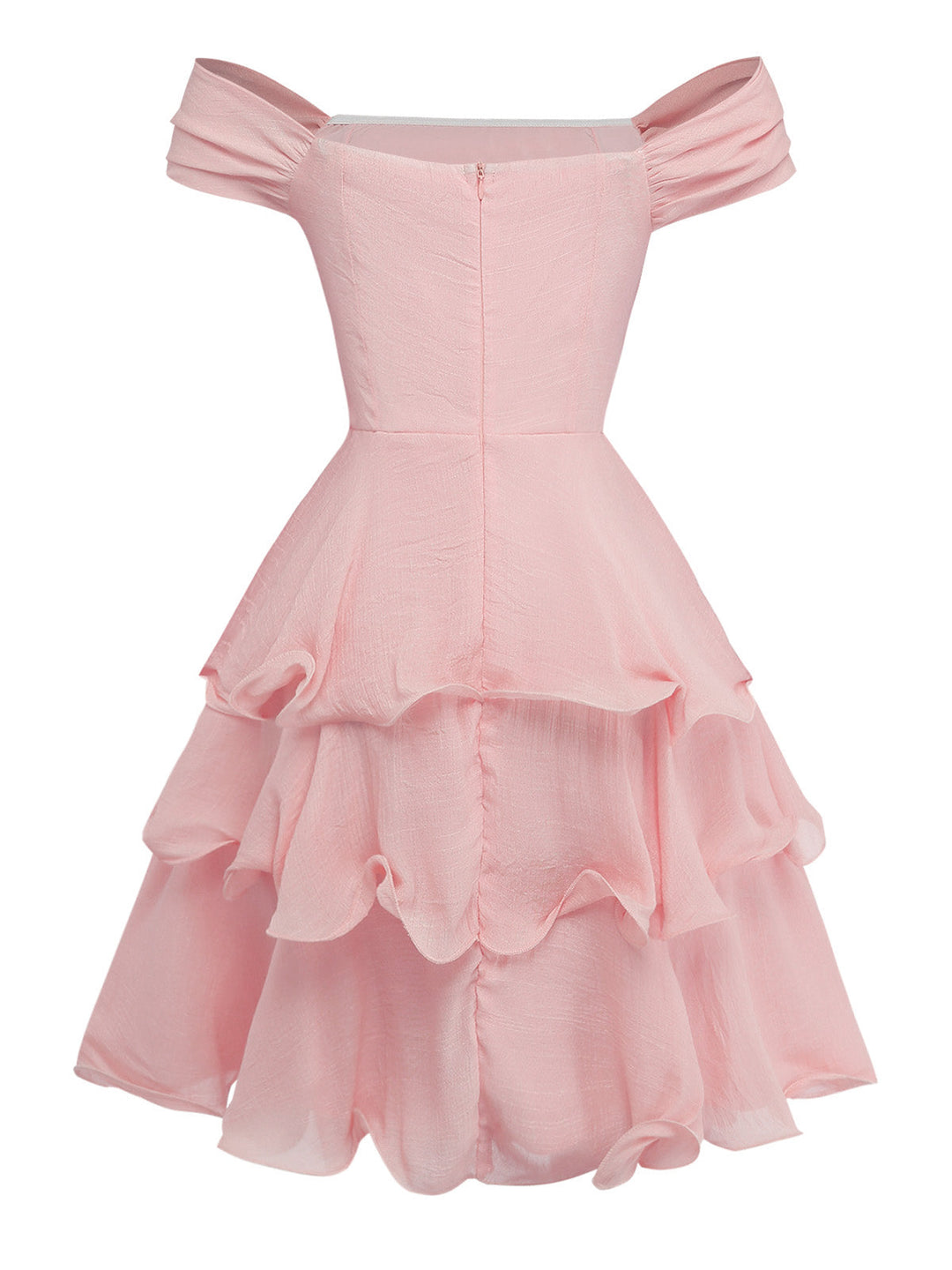 1960s Solid Strapless Backless Ruffle Cake Dress - vintage dress, retro fashion