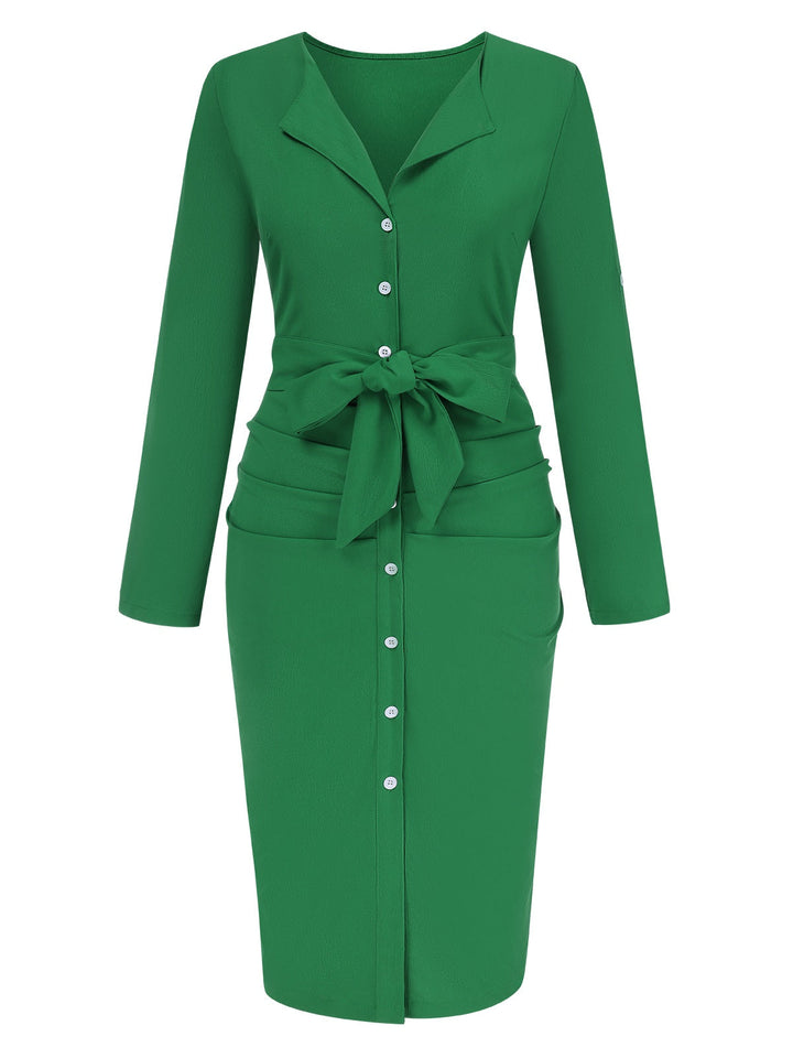 1960s Solid VNeck Pleated Button | 1960s | vintage dress, retro fashion