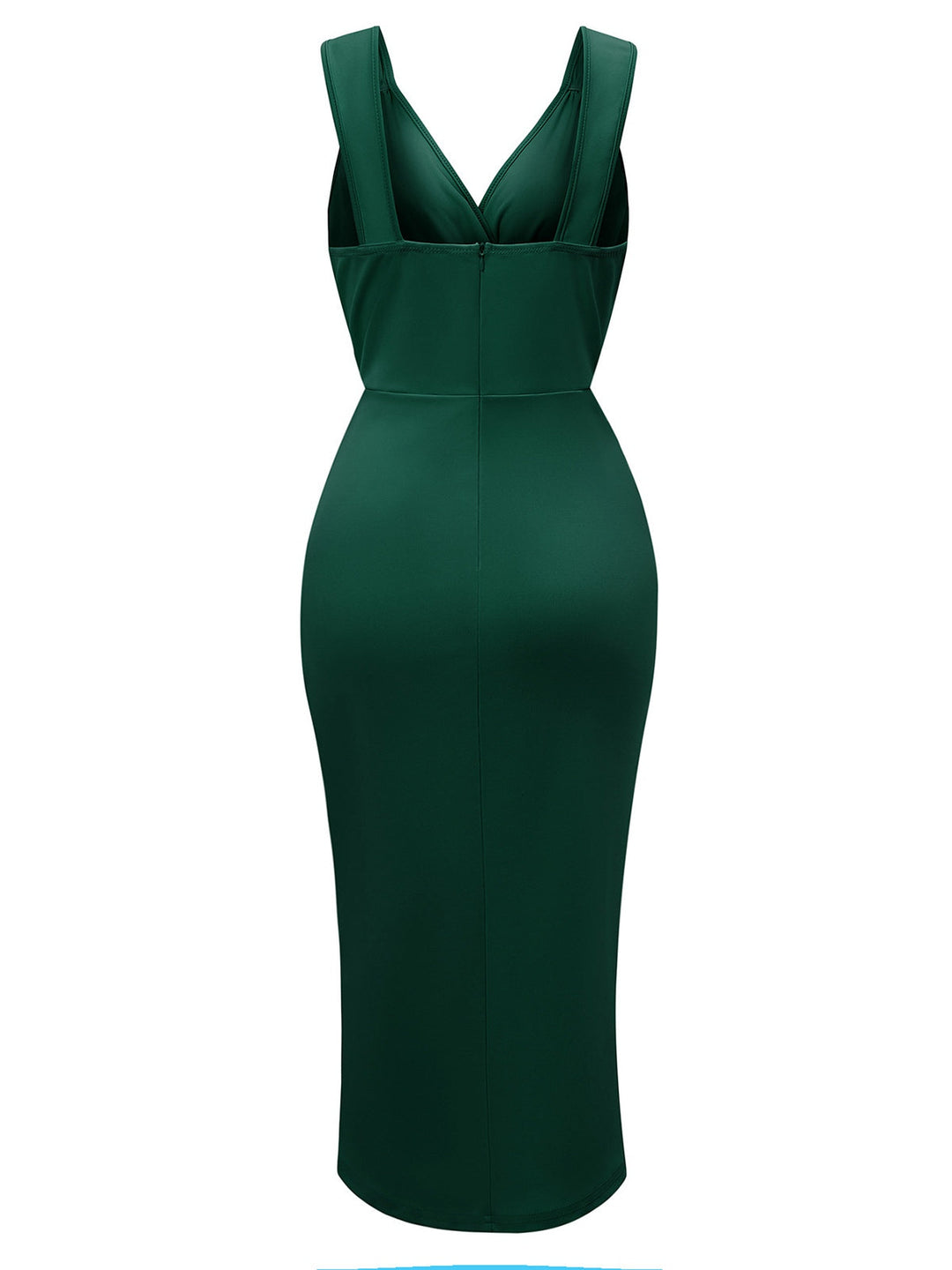 This 1960s Solid V-Neck Side Slit Bodycon Dress wraps her in 1960s elegance, one twirl at a time