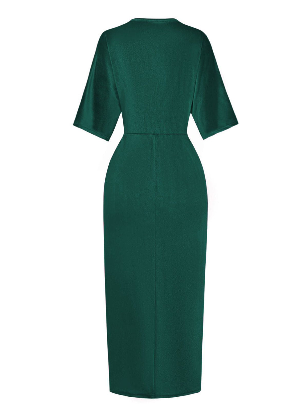 1960s Solid Velvet Half-Sleeve Dress - vintage dress, retro fashion