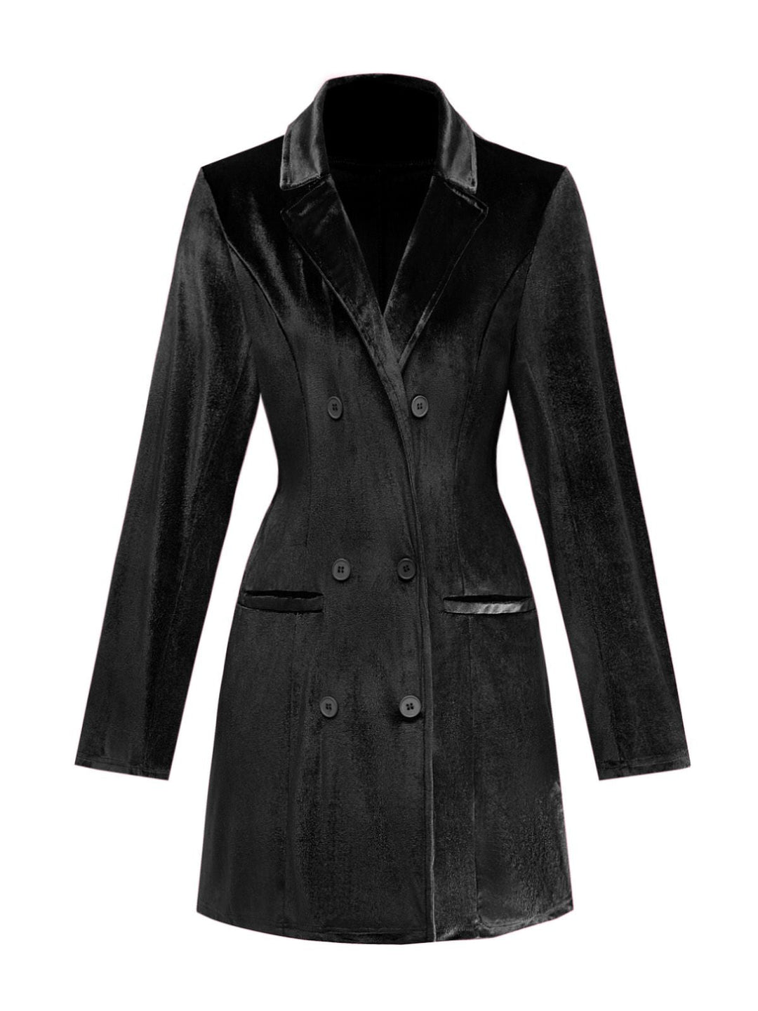 1960s Solid Velvet Long Sleeve Blazer Dress - vintage dress, retro fashion