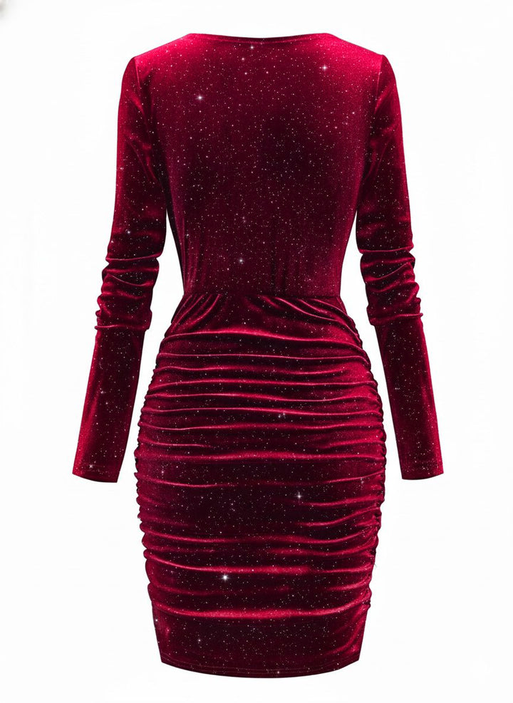 1960s Solid Velvet Long Sleeve Cowl Neck Dress - vintage dress, retro fashion