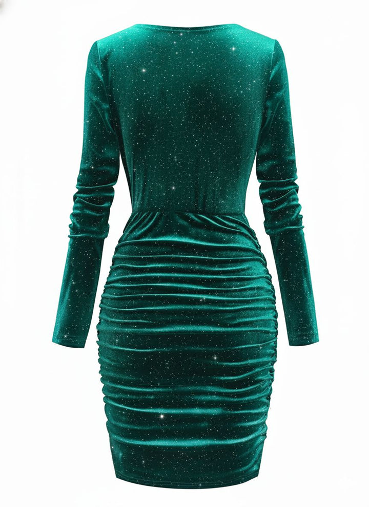 1960s Solid Velvet Long Sleeve Cowl Neck Dress - vintage dress, retro fashion