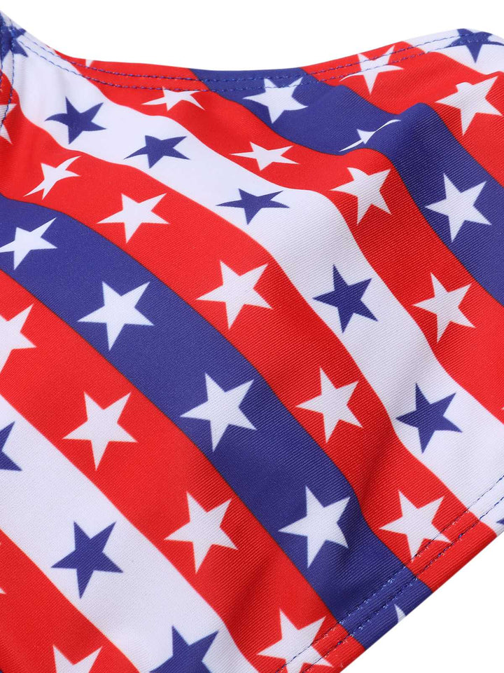 1960s Spaghetti Strap Independence Day Swimsuit — because 1960s glamour never goes out of style