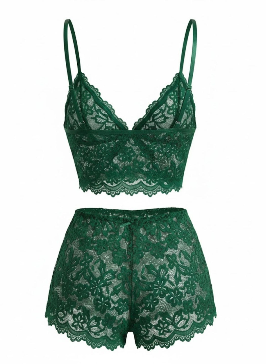 Spaghetti Strap Lace Floral Bow Pajama Set - vintage fashion, retro style