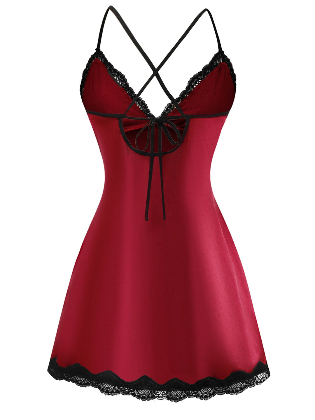 Spaghetti Strap Satin Lace Nightgown - vintage nightgown, retro sleepwear