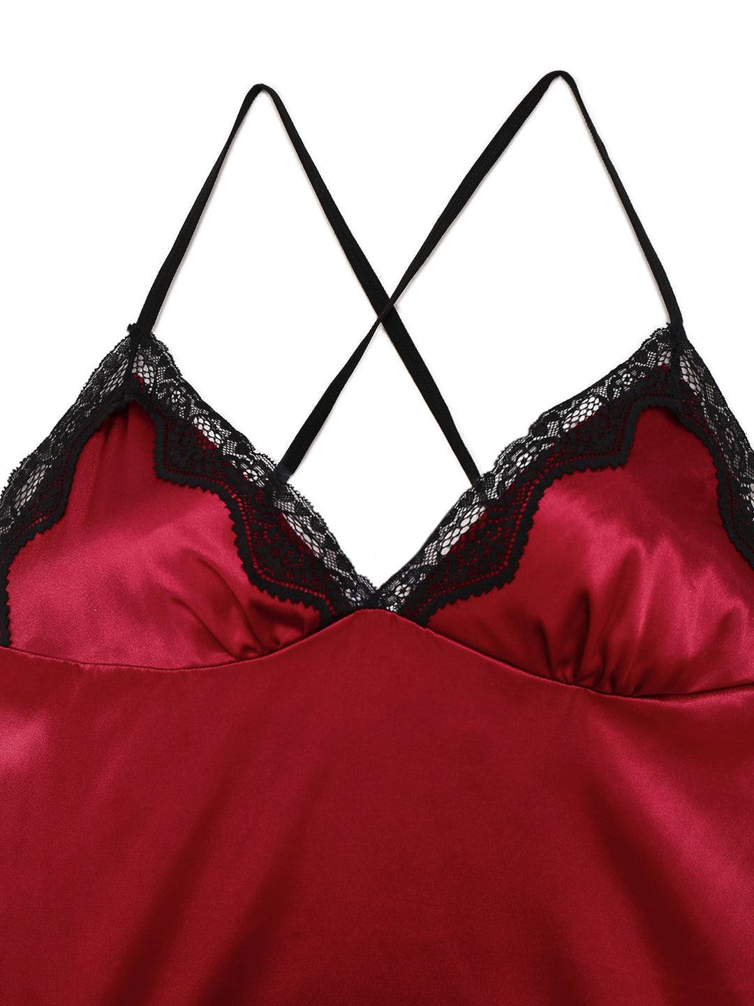 Spaghetti Strap Satin Lace Nightgown - vintage nightgown, retro sleepwear
