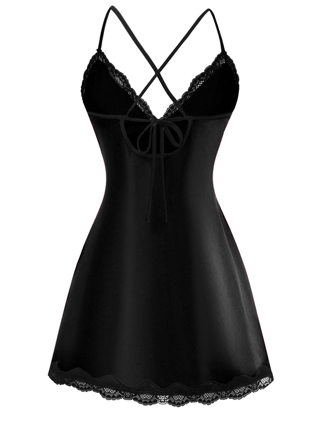 Spaghetti Strap Satin Lace Nightgown - vintage nightgown, retro sleepwear