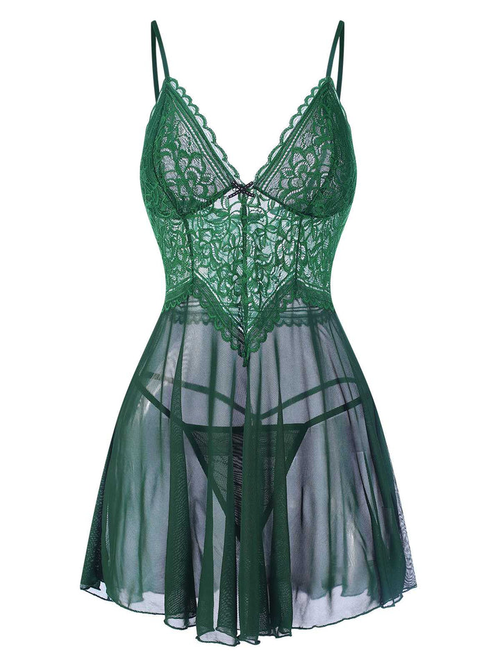 Spaghetti Straps Lace Sheer Nightgown — the kind of dress that makes strangers smile